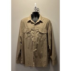 Midway USA Casual Shirt‎ Mens  XXL Khaki  Vented Button Up Long Sleeve Shooting